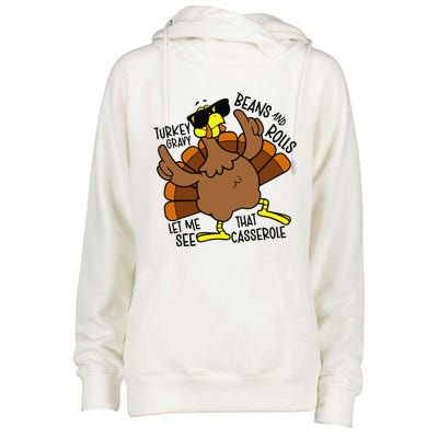 Turkey Gravy Beans And Rolls Let Me See That Casserole Womens Funnel Neck Pullover Hood