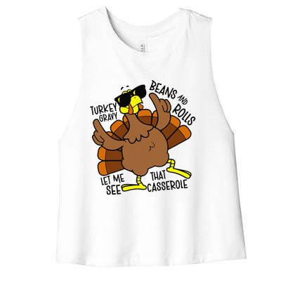 Turkey Gravy Beans And Rolls Let Me See That Casserole Women's Racerback Cropped Tank