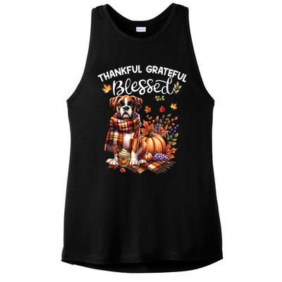 Thankful Grateful Blessed Cute Boxer Dog Fall YAll Autumn Funny Gift Ladies PosiCharge Tri-Blend Wicking Tank