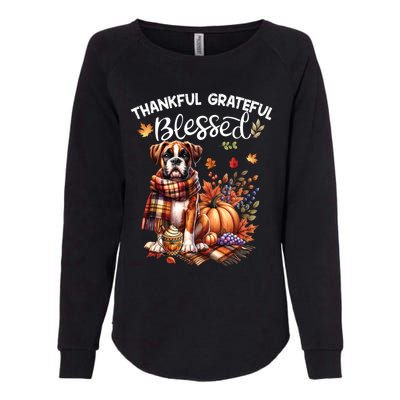 Thankful Grateful Blessed Cute Boxer Dog Fall YAll Autumn Funny Gift Womens California Wash Sweatshirt