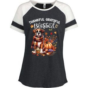 Thankful Grateful Blessed Cute Boxer Dog Fall YAll Autumn Funny Gift Enza Ladies Jersey Colorblock Tee