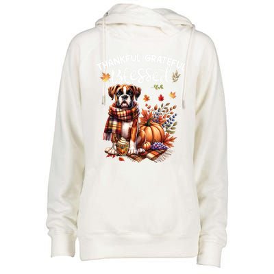 Thankful Grateful Blessed Cute Boxer Dog Fall YAll Autumn Funny Gift Womens Funnel Neck Pullover Hood