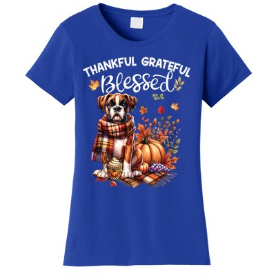 Thankful Grateful Blessed Cute Boxer Dog Fall YAll Autumn Funny Gift Women's T-Shirt