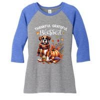 Thankful Grateful Blessed Cute Boxer Dog Fall YAll Autumn Funny Gift Women's Tri-Blend 3/4-Sleeve Raglan Shirt