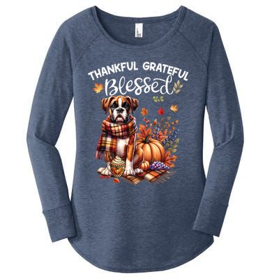 Thankful Grateful Blessed Cute Boxer Dog Fall YAll Autumn Funny Gift Women's Perfect Tri Tunic Long Sleeve Shirt