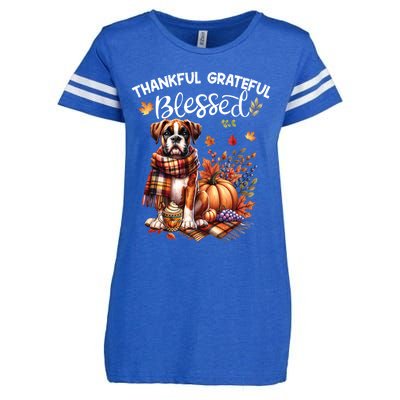 Thankful Grateful Blessed Cute Boxer Dog Fall YAll Autumn Funny Gift Enza Ladies Jersey Football T-Shirt