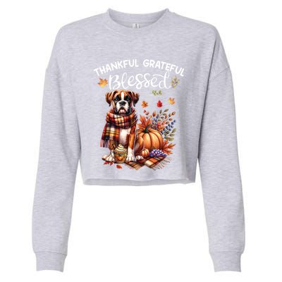 Thankful Grateful Blessed Cute Boxer Dog Fall YAll Autumn Funny Gift Cropped Pullover Crew