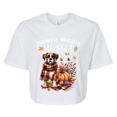 Thankful Grateful Blessed Cute Boxer Dog Fall YAll Autumn Funny Gift Bella+Canvas Jersey Crop Tee