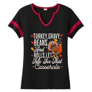 Turkey Gravy Beans And Rolls Let Me See That Casserole Ladies Halftime Notch Neck Tee