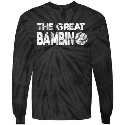 The Great Bambino Simple Baseball Legend Design Distressed Tie-Dye Long Sleeve Shirt