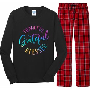 Thankful Grateful Blessed Cute Gift Long Sleeve Pajama Set