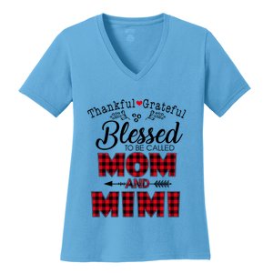 Thankful Grateful Blessed To Be Called Mom And Mimi Gift Women's V-Neck T-Shirt