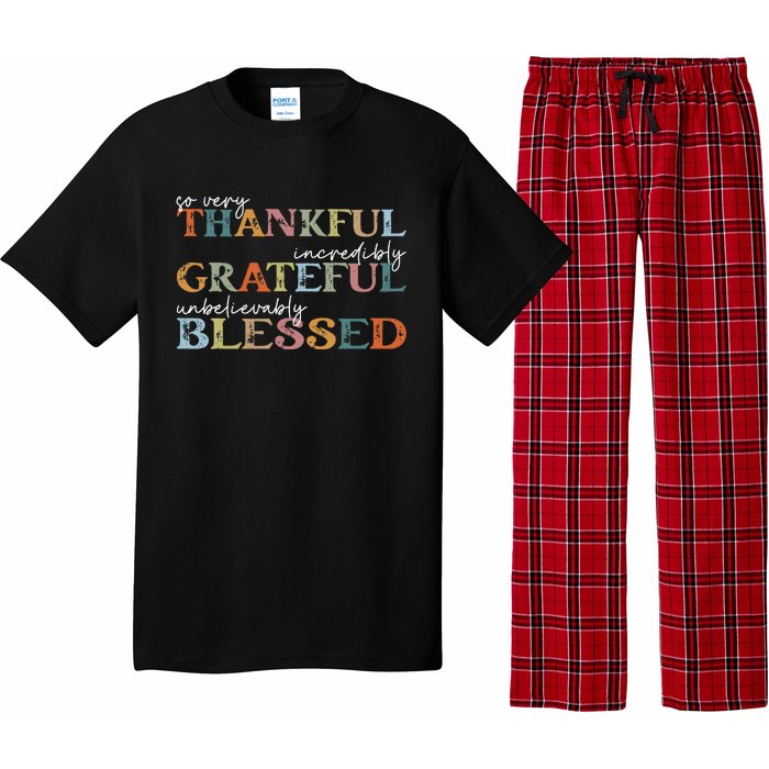 Thankful Grateful Blessed Happy Thanksgiving Day Pajama Set