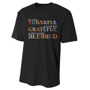 Thankful Grateful Blessed Happy Thanksgiving Day Performance Sprint T-Shirt