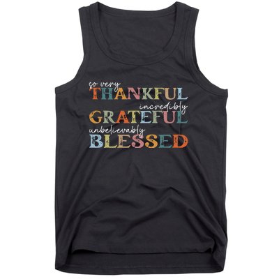 Thankful Grateful Blessed Happy Thanksgiving Day Tank Top