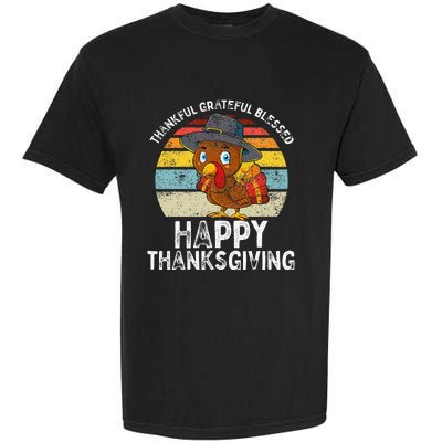 Thankful Grateful Blessed Happy Thanksgiving Turkey Garment-Dyed Heavyweight T-Shirt