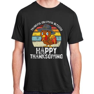 Thankful Grateful Blessed Happy Thanksgiving Turkey Adult ChromaSoft Performance T-Shirt