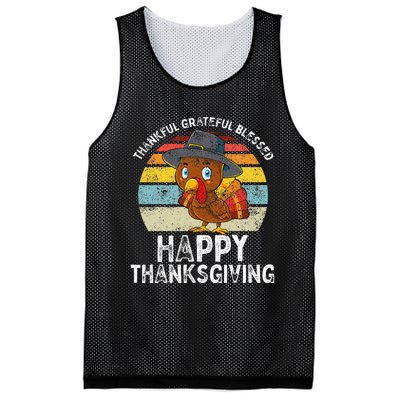 Thankful Grateful Blessed Happy Thanksgiving Turkey Mesh Reversible Basketball Jersey Tank