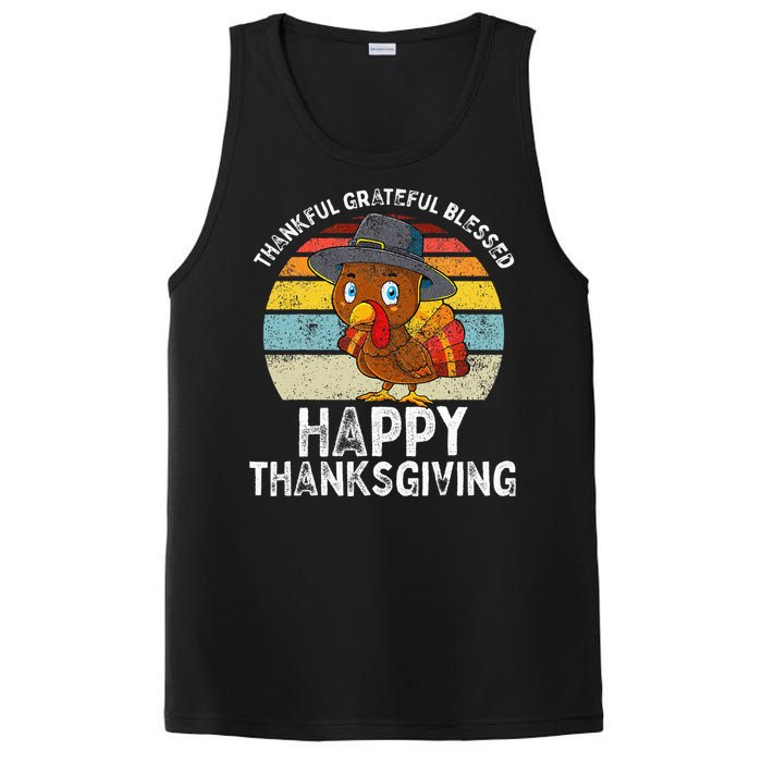 Thankful Grateful Blessed Happy Thanksgiving Turkey PosiCharge Competitor Tank