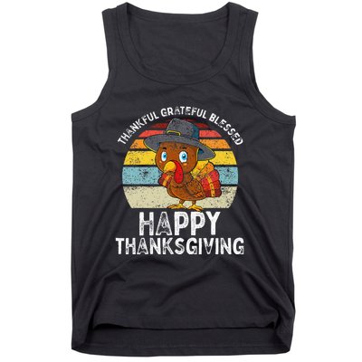 Thankful Grateful Blessed Happy Thanksgiving Turkey Tank Top