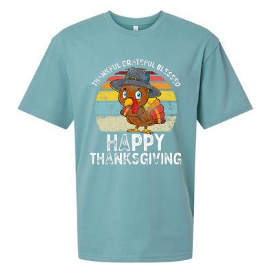 Thankful Grateful Blessed Happy Thanksgiving Turkey Sueded Cloud Jersey T-Shirt