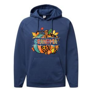 Thankful Grateful Blessed Grandma Pumpkin Matching Family Great Gift Performance Fleece Hoodie