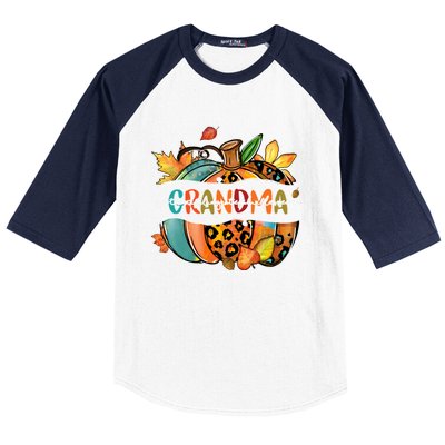 Thankful Grateful Blessed Grandma Pumpkin Matching Family Great Gift Baseball Sleeve Shirt