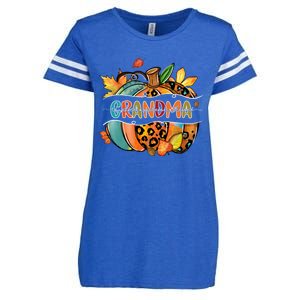 Thankful Grateful Blessed Grandma Pumpkin Matching Family Great Gift Enza Ladies Jersey Football T-Shirt