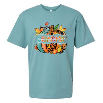 Thankful Grateful Blessed Grandma Pumpkin Matching Family Great Gift Sueded Cloud Jersey T-Shirt