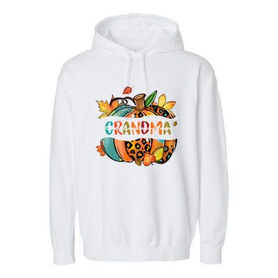 Thankful Grateful Blessed Grandma Pumpkin Matching Family Great Gift Garment-Dyed Fleece Hoodie