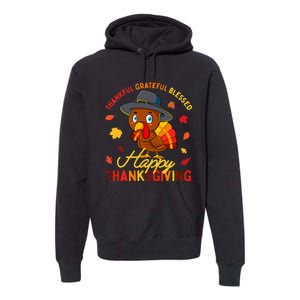 Thankful Grateful Blessed Thanksgiving Turkey Premium Hoodie