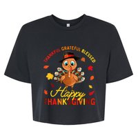 Thankful Grateful Blessed Thanksgiving Turkey Bella+Canvas Jersey Crop Tee