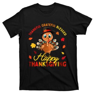 Thankful Grateful Blessed Thanksgiving Turkey T-Shirt