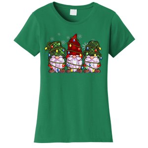 Three Gnomes Buffalo Plaid Red Christmas Women's T-Shirt