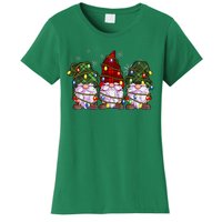 Three Gnomes Buffalo Plaid Red Christmas Women's T-Shirt