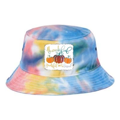 Thankful Grateful Blessed Thanksgiving Tie Dye Newport Bucket Hat