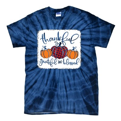 Thankful Grateful Blessed Thanksgiving Tie-Dye T-Shirt