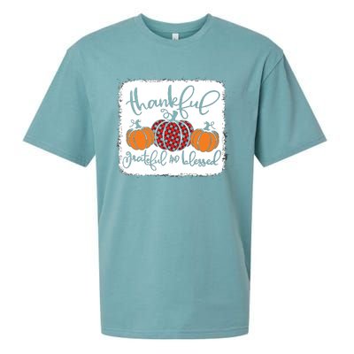 Thankful Grateful Blessed Thanksgiving Sueded Cloud Jersey T-Shirt