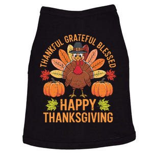 Thankful Grateful Blessed Turkey Women Happy Thanksgiving Doggie Tank