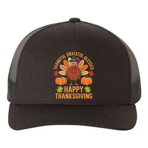 Thankful Grateful Blessed Turkey Women Happy Thanksgiving Yupoong Adult 5-Panel Trucker Hat