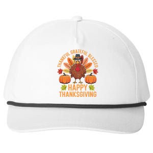 Thankful Grateful Blessed Turkey Women Happy Thanksgiving Snapback Five-Panel Rope Hat