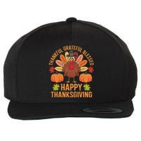 Thankful Grateful Blessed Turkey Women Happy Thanksgiving Wool Snapback Cap