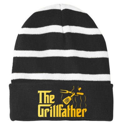 The Grillfather Bbq Grill & Smoker Barbecue Chef Striped Beanie with Solid Band