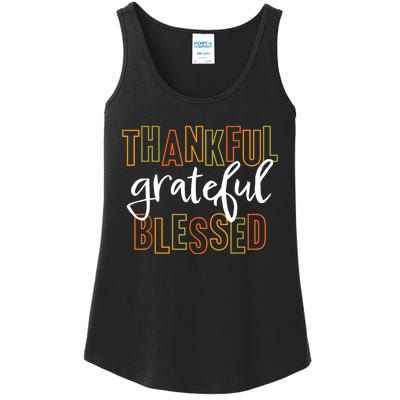 Thankful Grateful Blessed Women Girls Thanksgiving Ladies Essential Tank