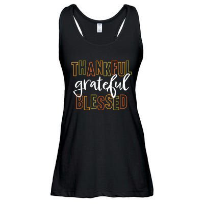 Thankful Grateful Blessed Women Girls Thanksgiving Ladies Essential Flowy Tank