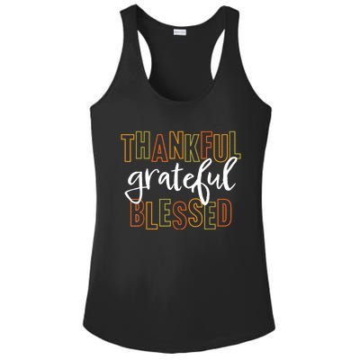 Thankful Grateful Blessed Women Girls Thanksgiving Ladies PosiCharge Competitor Racerback Tank