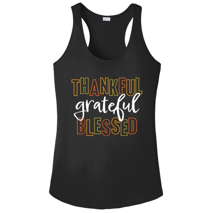 Thankful Grateful Blessed Women Girls Thanksgiving Ladies PosiCharge Competitor Racerback Tank