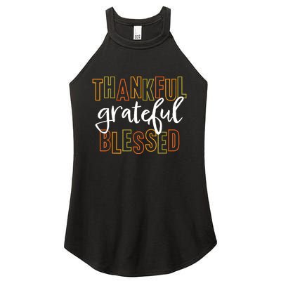 Thankful Grateful Blessed Women Girls Thanksgiving Women's Perfect Tri Rocker Tank