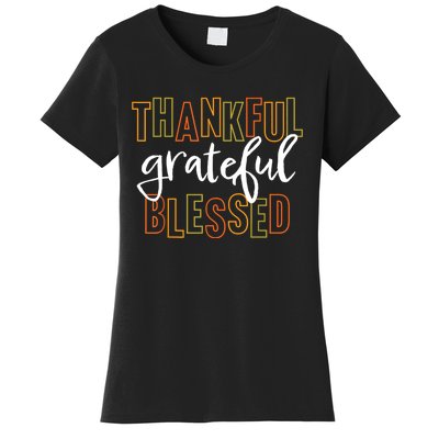 Thankful Grateful Blessed Women Girls Thanksgiving Women's T-Shirt