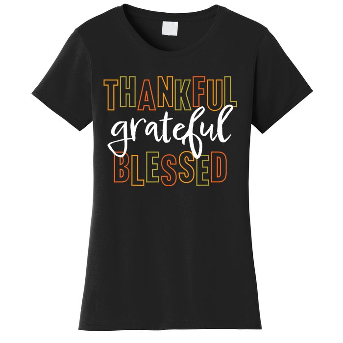 Thankful Grateful Blessed Women Girls Thanksgiving Women's T-Shirt